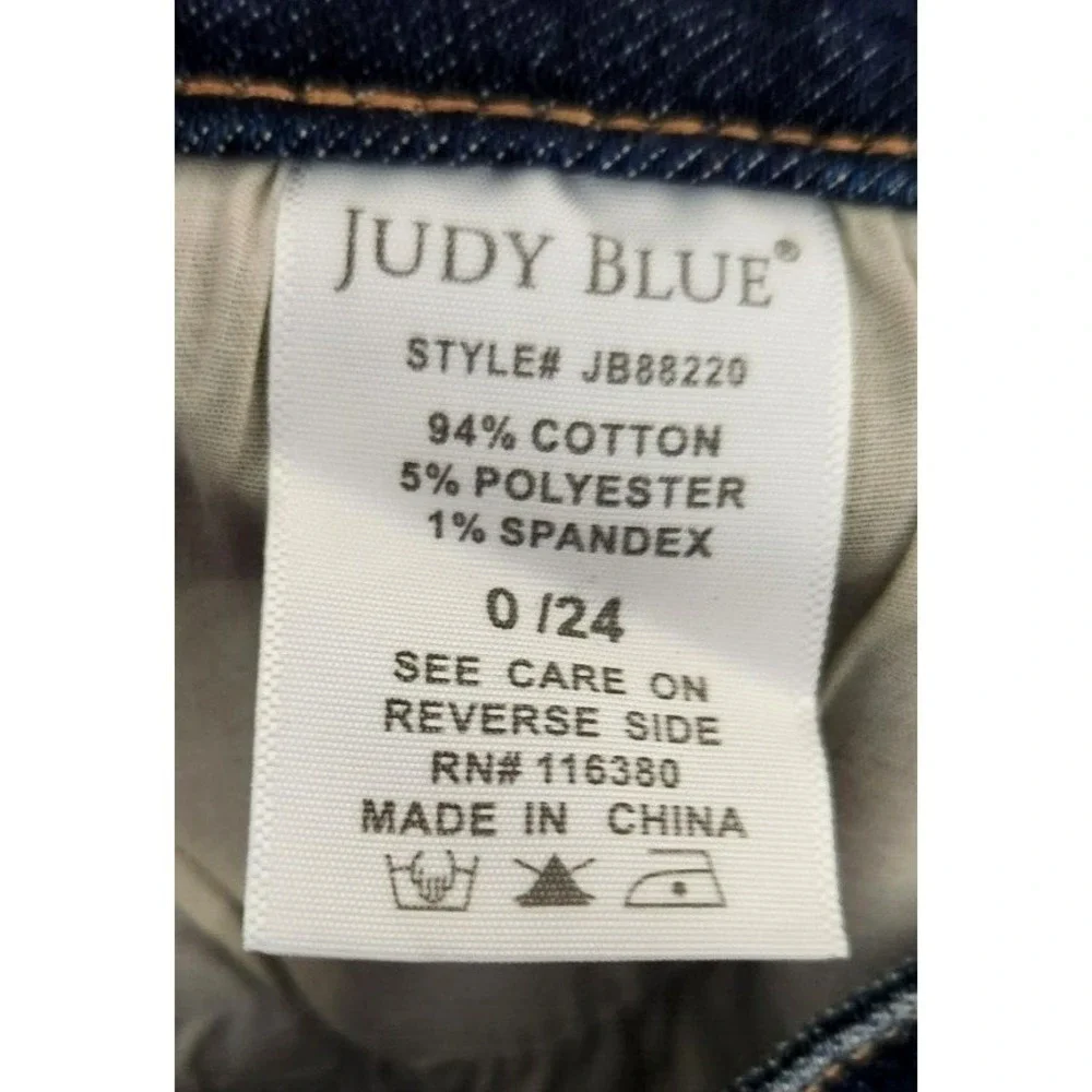Judy Blue Boyfriend‎ Fit Jeans Women's Size 0/24 Blue Denim Stretch Distressed
